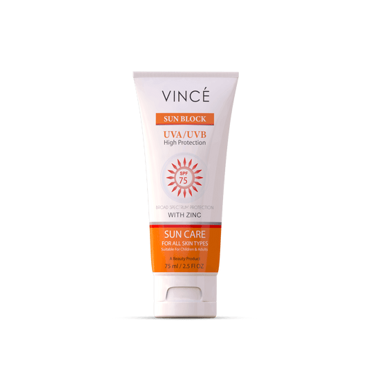 UVA & UVB Sunblock SPF 75 for skin protection against sun damage - Vince Care - Sunscreen