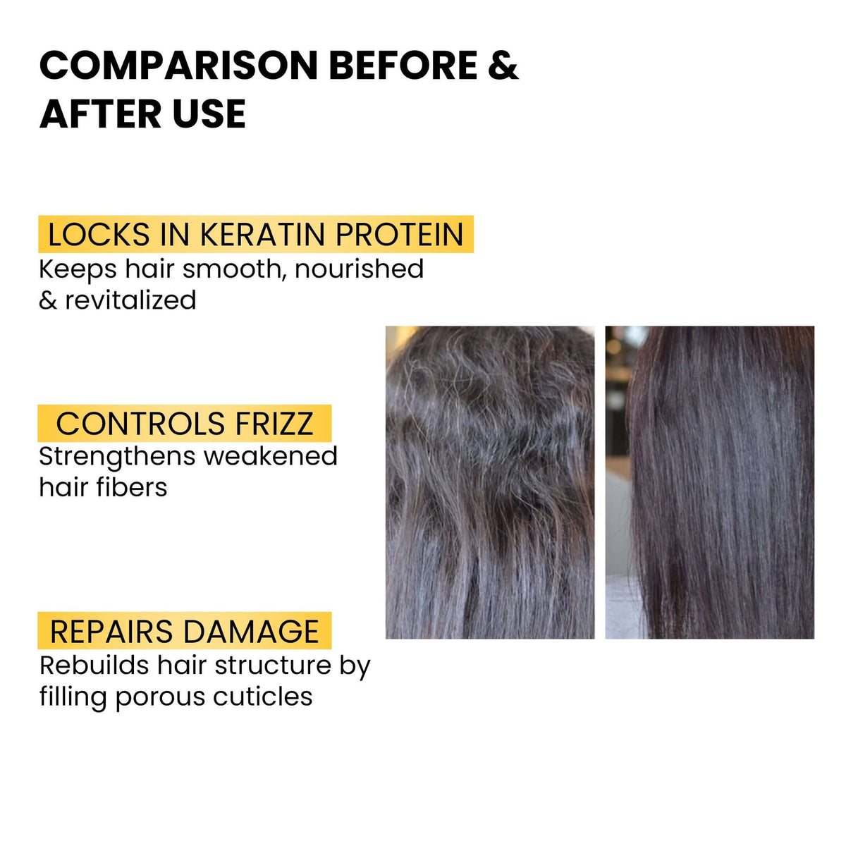 Intense Keratin Shampoo For Extra Damage Repair Before / After