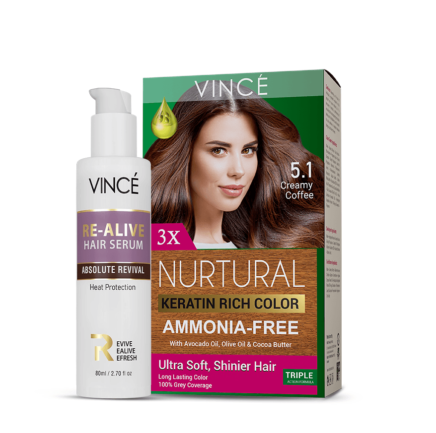 Creamy Coffee Women Hair Color + Re-Alive Hair Serum