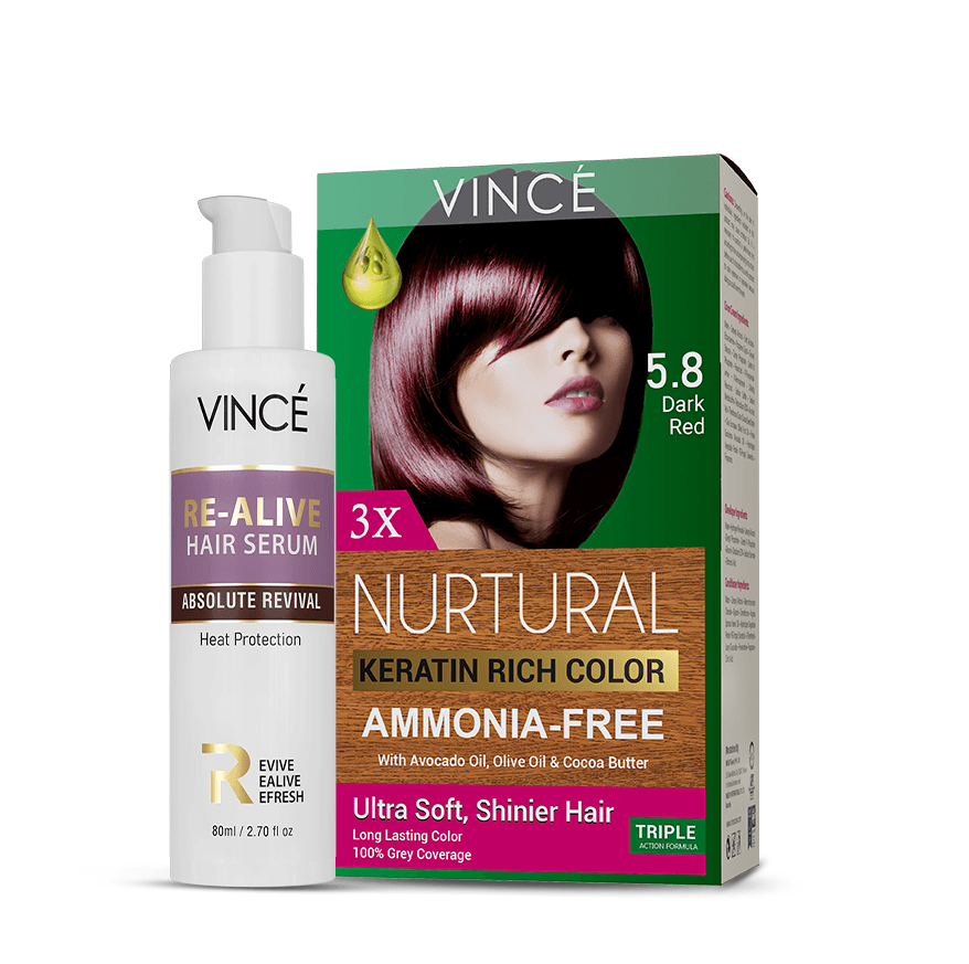 Dark Red Women Hair Color + Re-Alive Hair Serum