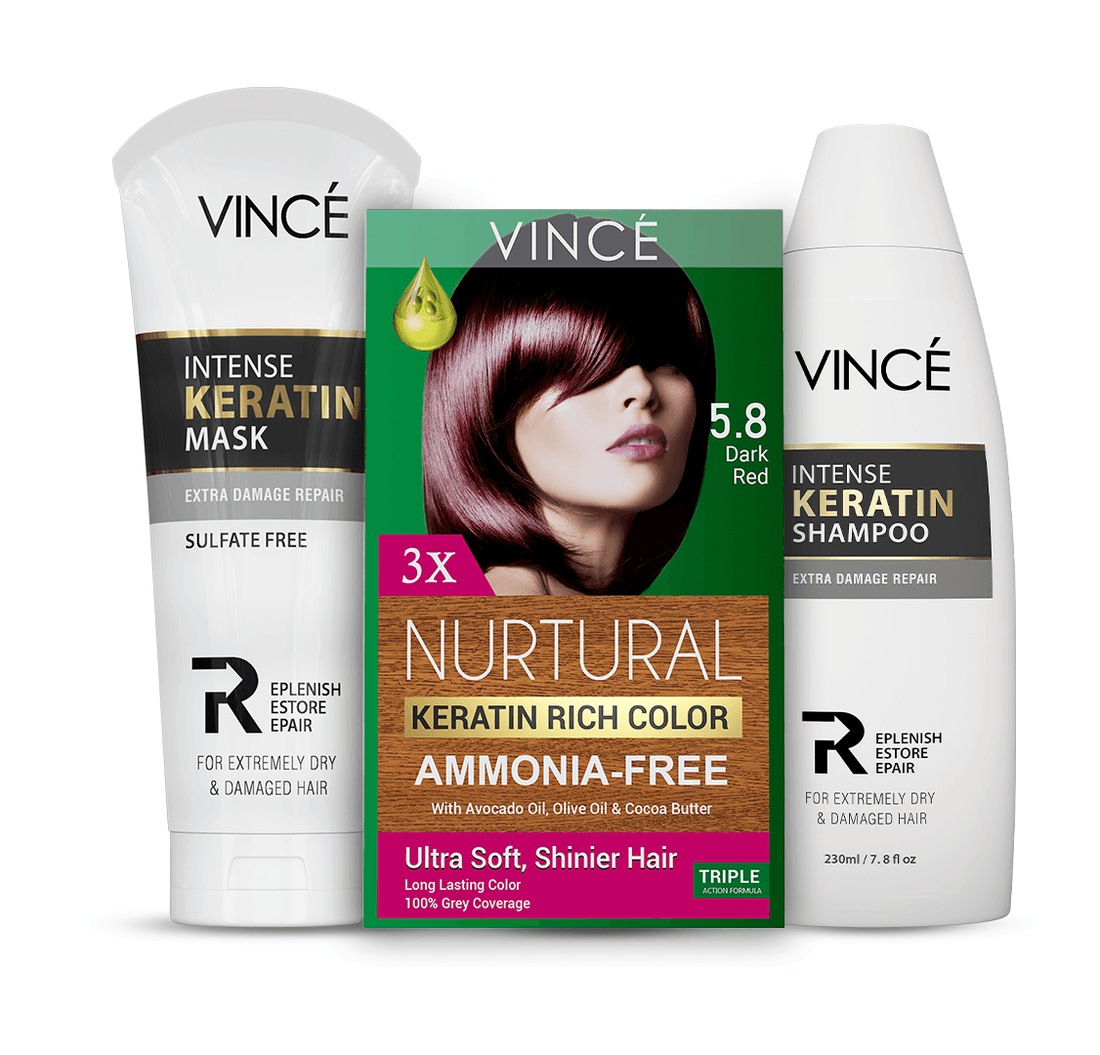 Dark red Women Hair Color + Intense Keratin Shampoo and Mask