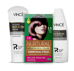 Dark red Women Hair Color + Intense Keratin Shampoo and Mask