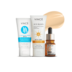Glow Up Trio (Vitamin C Serum + Sunblock SPF 40 + BB Cream BEIGE)