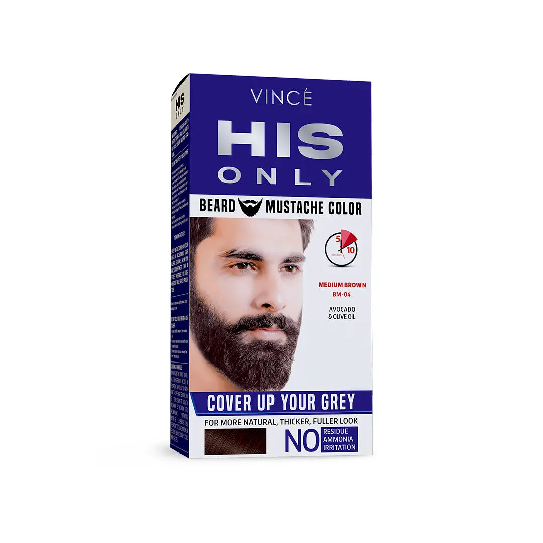 Mustache Color Medium Brown - Beard & Mustache Color HIS ONLY by VINCÉ – Vince Care