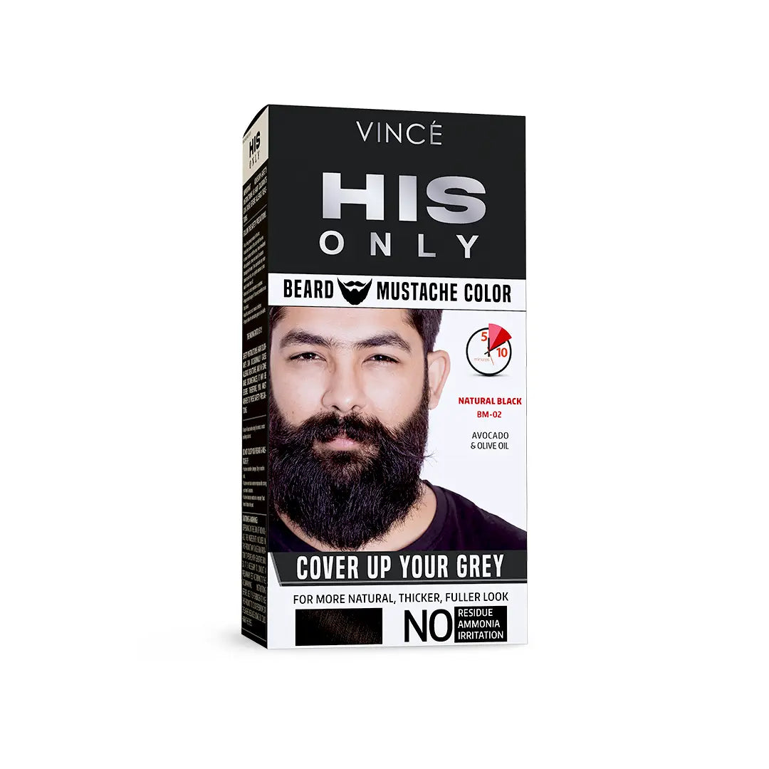 Mustache Color Natural Black - Beard & Mustache Color (BM-02) – Vince Care