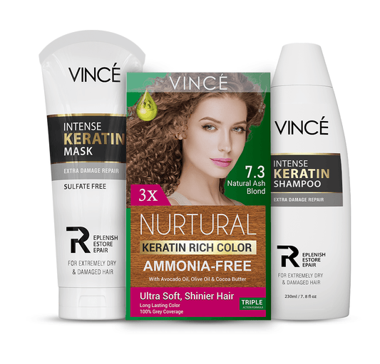Natural Ash Blond Women Hair Color + Intense Keratin Shampoo and Mask
