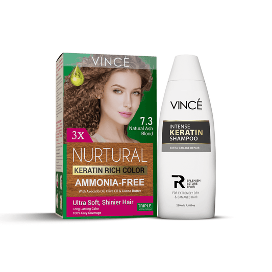 Natural Ash Blond Women Hair Color With Intense Keratin Shampoo