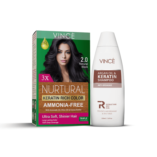 Natural Black Hair Color With Argan Oil Keratin Shampoo