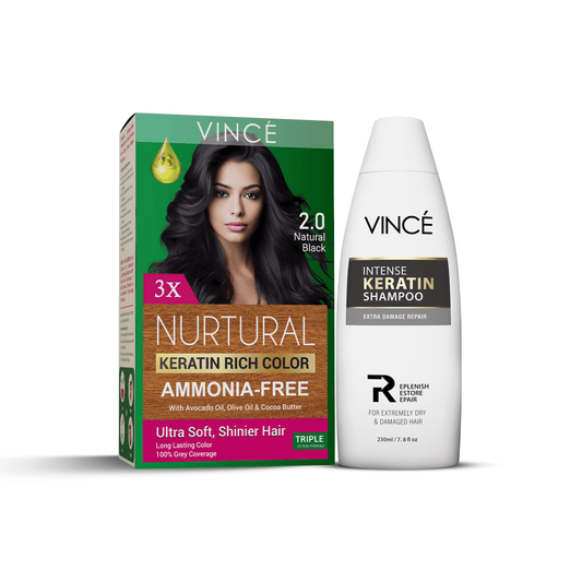 Natural Black Women Hair Color With Intense Keratin Shampoo
