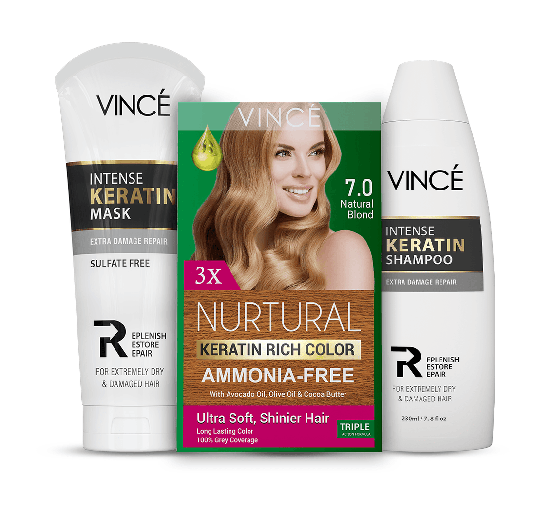 Natural Blond Women Hair Color + Intense Keratin Shampoo and Mask