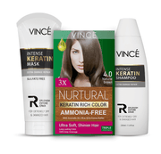 Natural Brown Women Hair Color + Intense Keratin Shampoo and Mask
