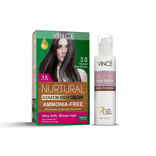 Natural Dark Brown Hair Color With Hair Serum
