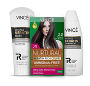 Natural Dark Brown Women Hair Color + Intense Keratin Shampoo and Mask