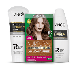Natural Light Brown Women Hair Color + Intense Keratin Shampoo and Mask
