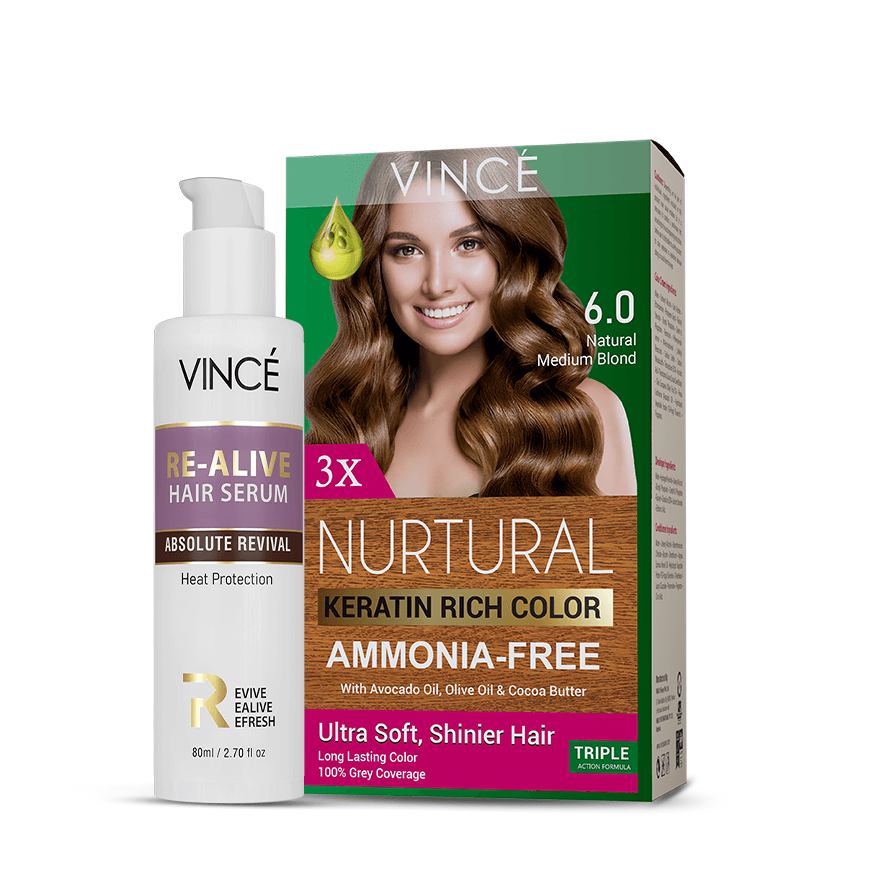 Natural Medium Blond Women Hair Color + Re-Alive Hair Serum
