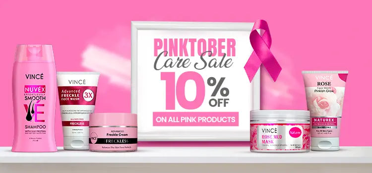PINKTOBER SALE  FLAT 10% OFF ON SKINCARE & HAIRCARE BY VINCE