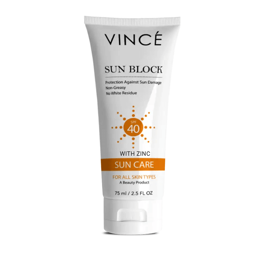 Sunblock SPF 40 Sun screen protect your skin from sun damage | Skin Care | Vince Care