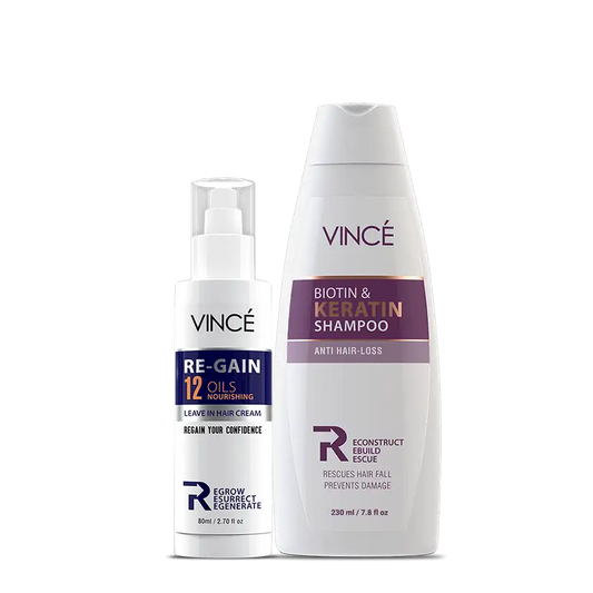 Biotin Keratin Shampoo & Regain Leave-In Hair Cream | Vince Care